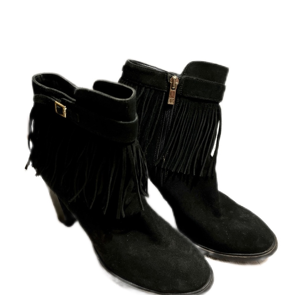 IVANKA TRUMP suede fringe booties
